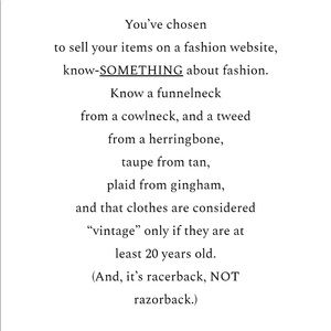 A little respect for fashion & the English language, please.